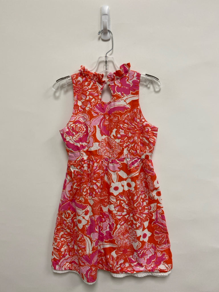 LILLY PULITZER SIZE 12 Coral White/Pink Flowers Sleeveless Girl&