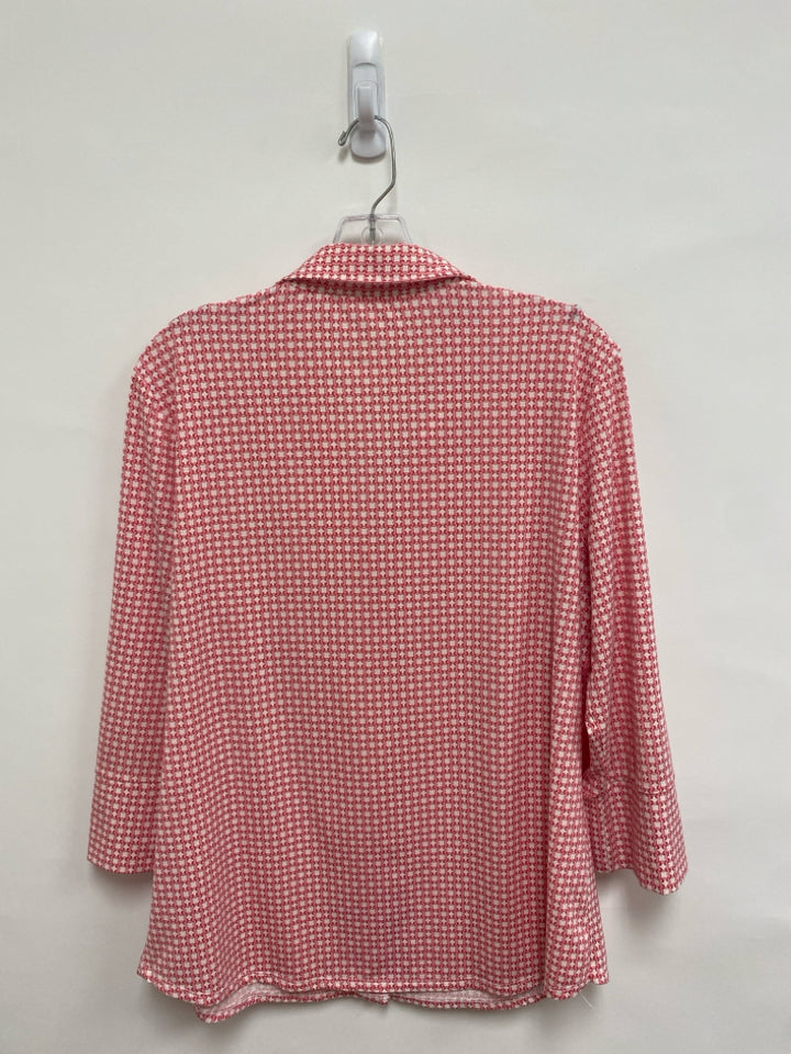 J McLaughlin Size XL Pink White Circles Button Up Ladies Top