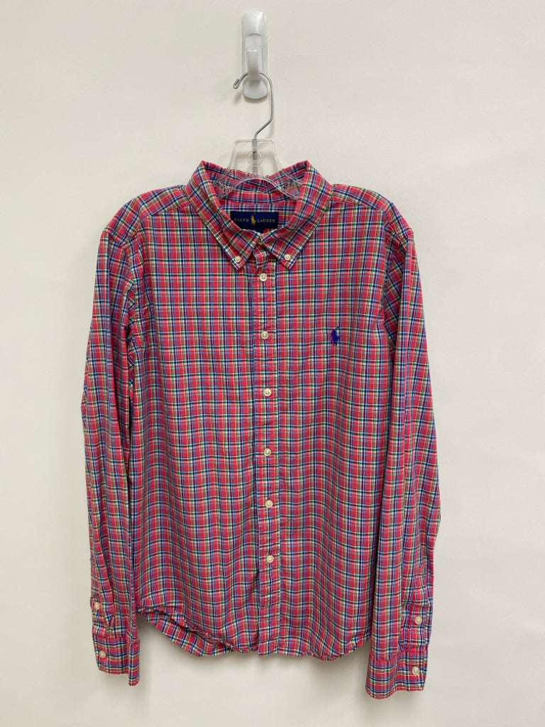 Ralph Lauren SIZE 18/20 Pink/White Navy/Green Plaid Long Sleeve Boy&