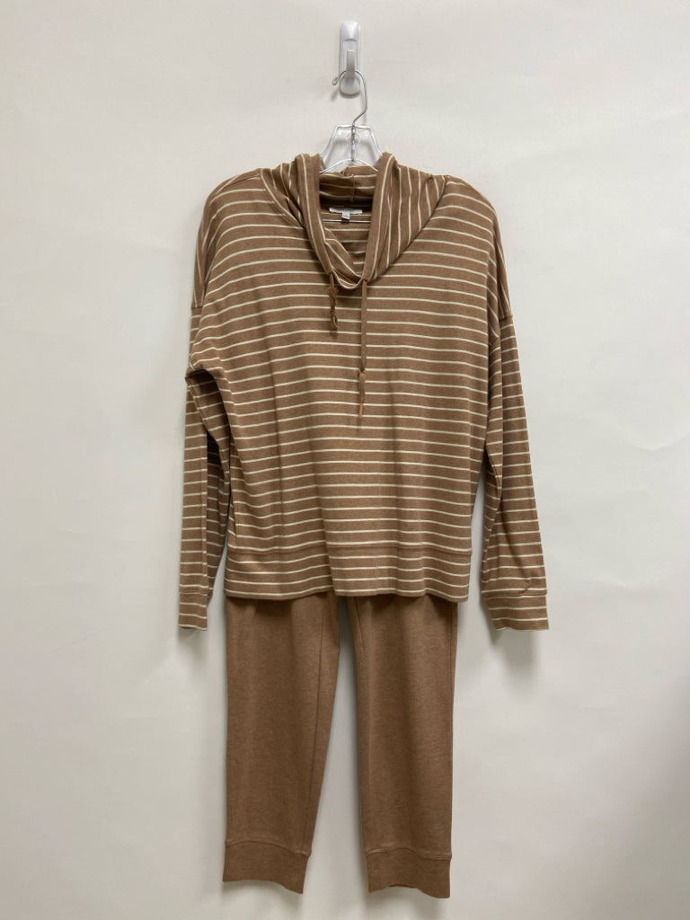 HAVEN Size M Tan Cream Striped Ladies 2pc Pant Set
