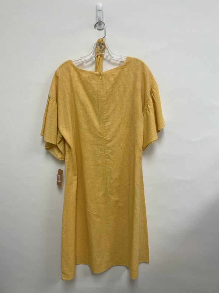 NWT Cremieux Size 12 Yellow White Stripes Bell Sleeves Linen Blend Ladies Dress