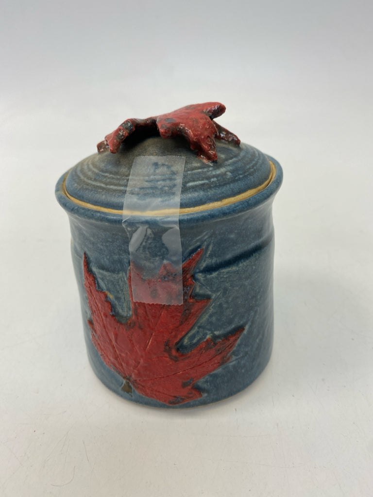 Blue Red Leaves Pottery Fall