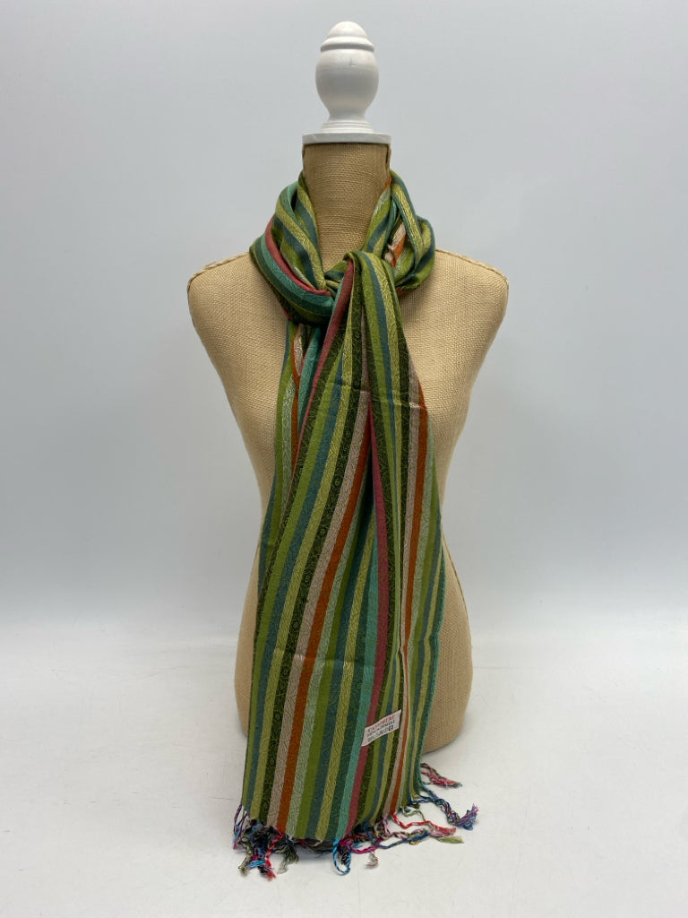 Green Multi Color Stripe Scarf