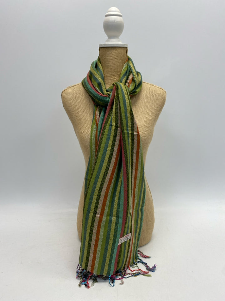 Green Multi Color Stripe Scarf