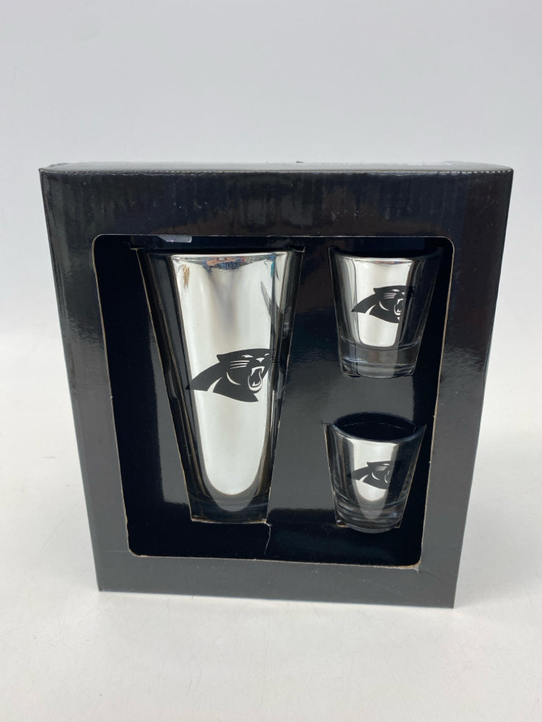NEW/BOX Silver Black Carolina Panthers Tumbler
