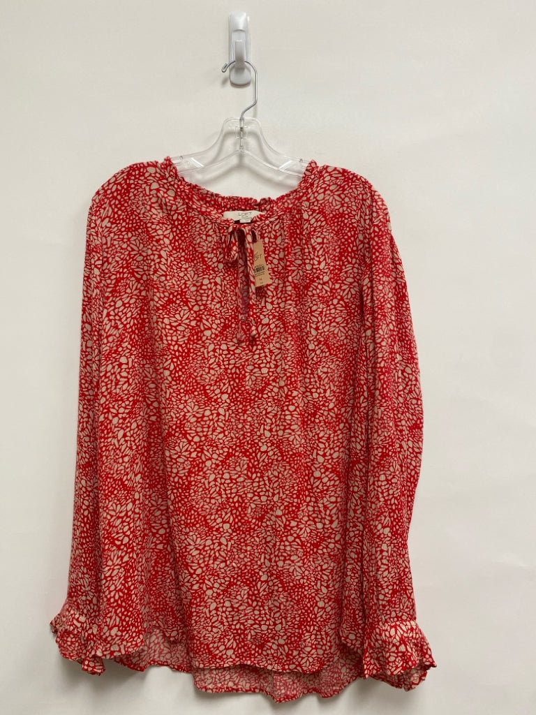 NWT LOFT  SIZE  14 Red Beige Mosaic Plus Size Top