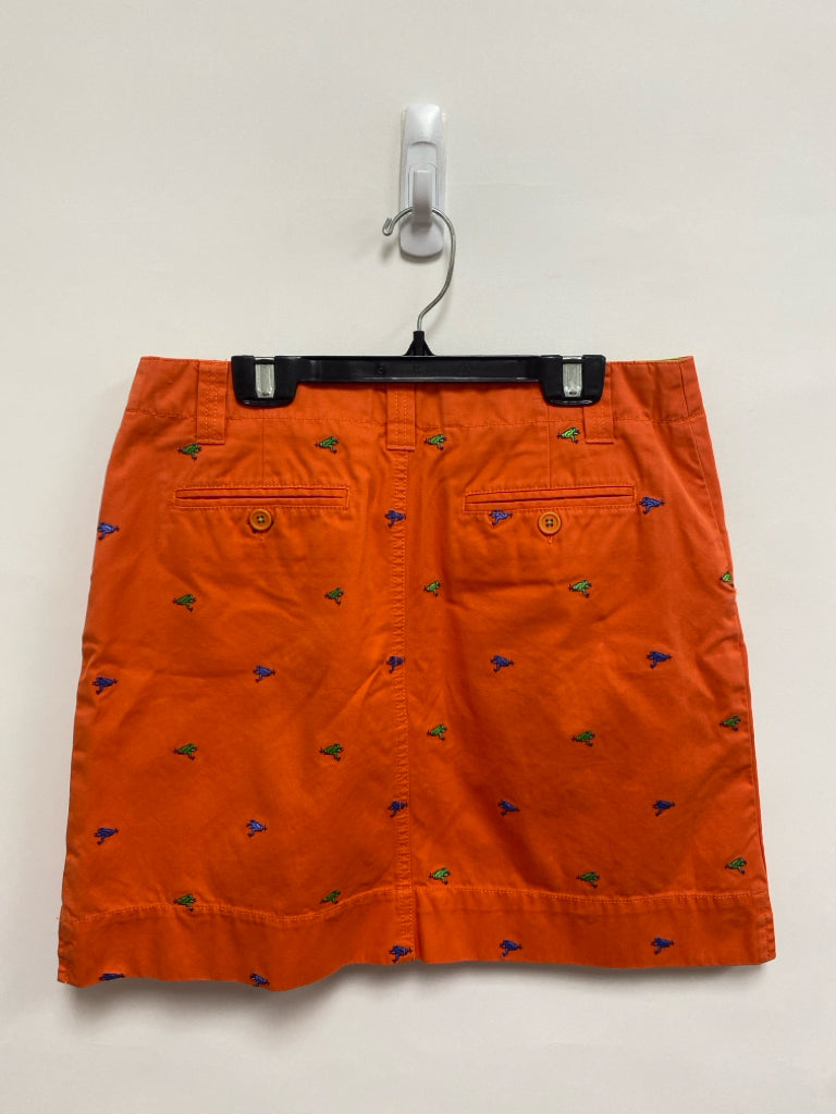 LILLY PULITZER Size 4 Orange Green/Blue Frog Embroidered Ladies Skirt