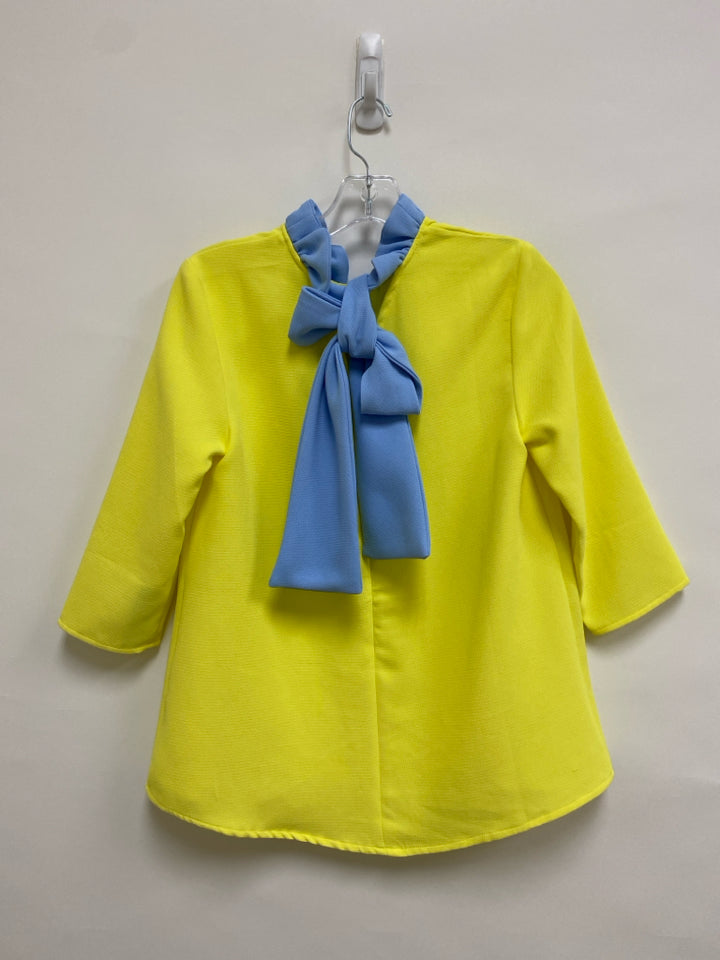Pomander Place Size XS Yellow Periwinkle Mock Neck Ladies Top