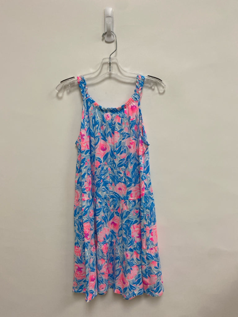 LILLY PULITZER SIZE 12/14 Blue Pink/White Flowers Sleeveless Girl&