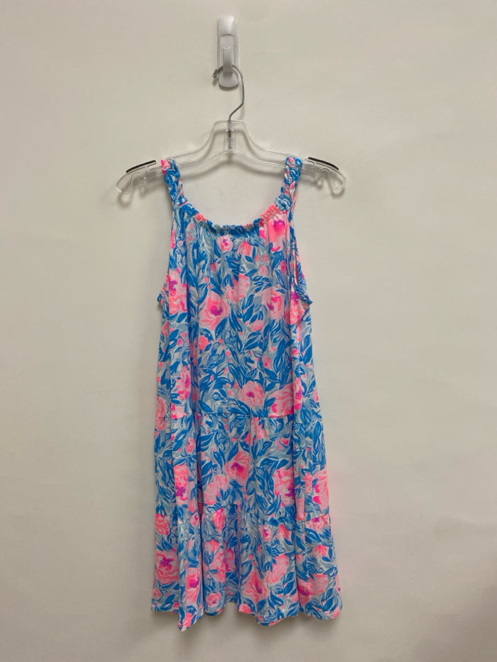 LILLY PULITZER SIZE 12/14 Blue Pink/White Flowers Sleeveless Girl&