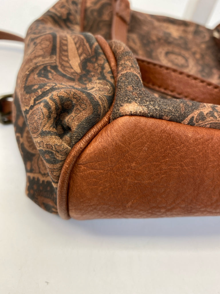 American Leather Co Brown Black Paisley Handbag