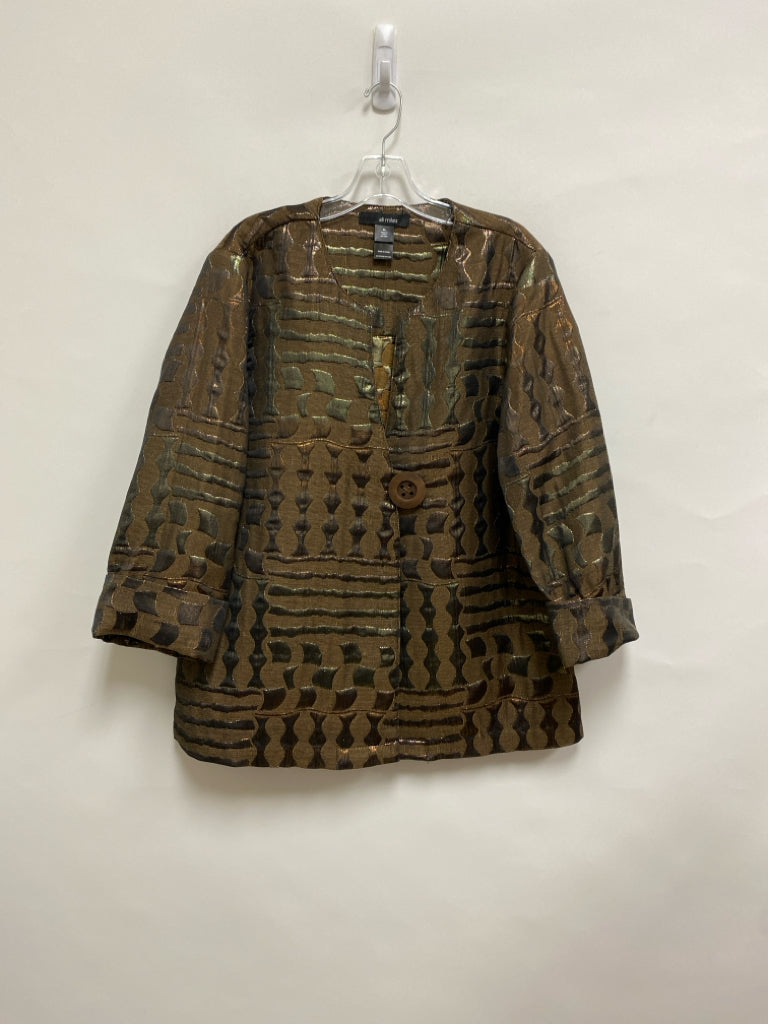 Ali Miles Size XL Brown Iridescent Waves Button Up Ladies Jacket