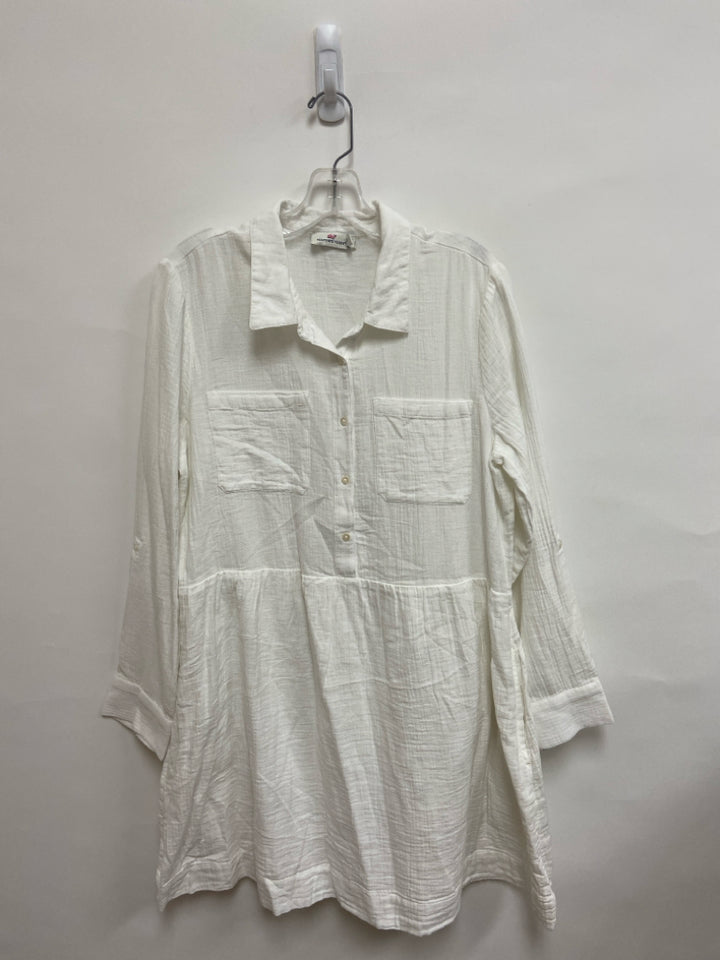 Vineyard Vines Size 12 White Quarter Button Gauze Ladies Dress