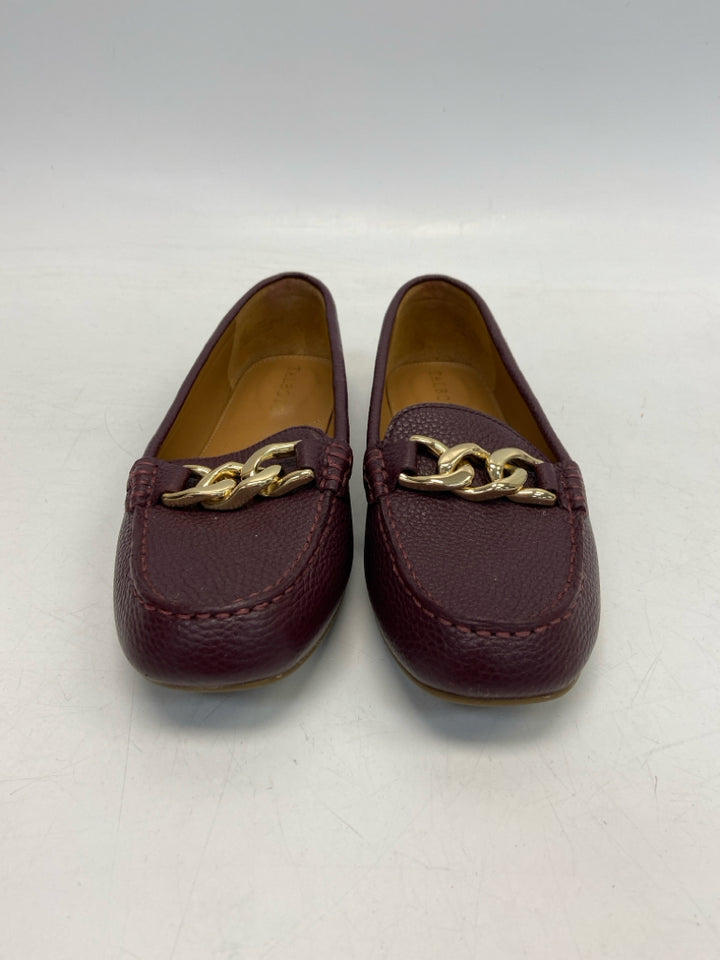 NWOT Talbots US Shoe Size 6.5 Burgundy Gold Link Flats