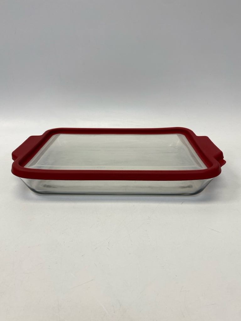 Anchor Hocking Clear Red Glass Bakeware