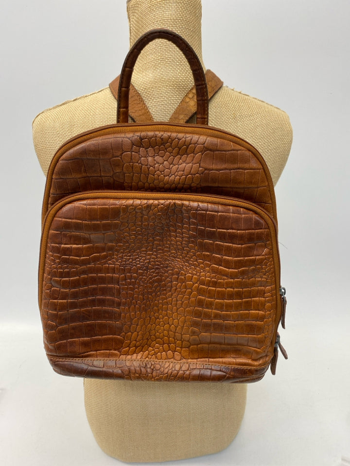 Brown Embossed Backpack