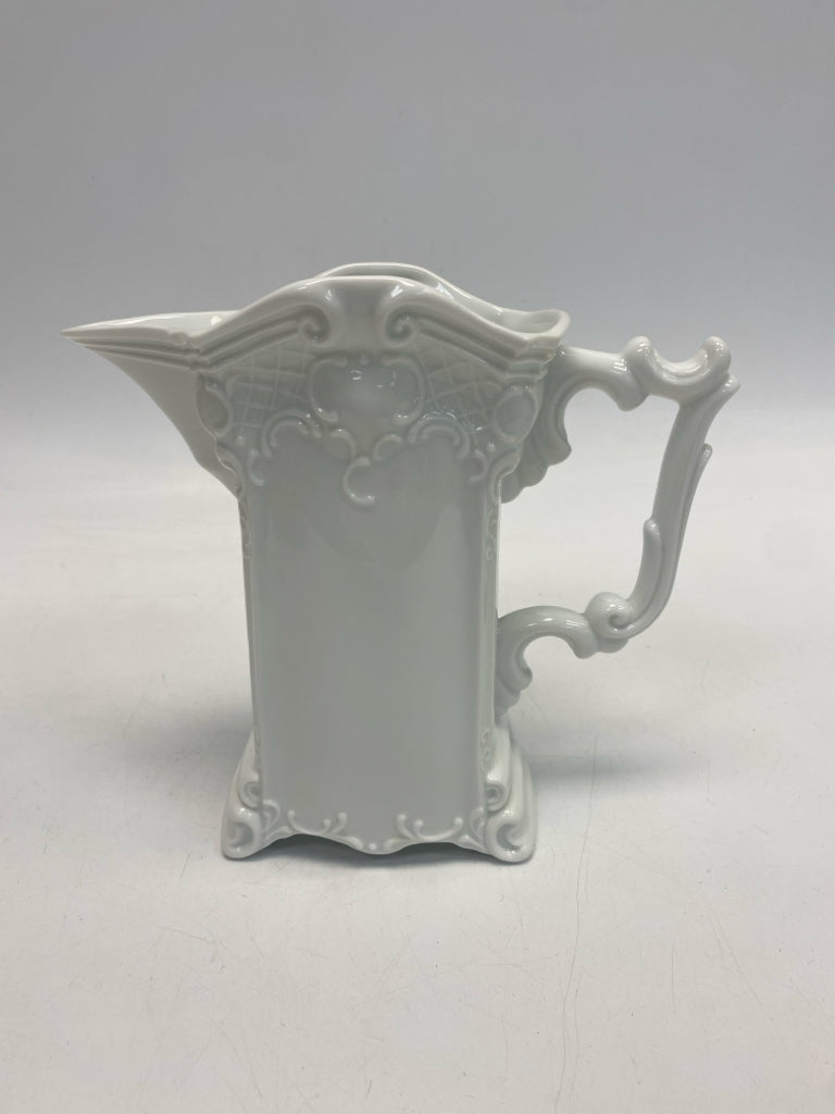 White Ornate Ceramic Pitcher
