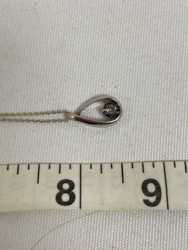 Silver Purple Teardrop Necklace