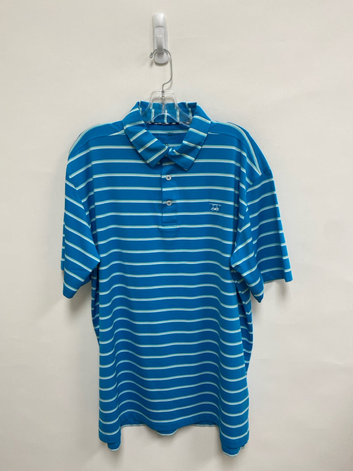 Bald Head Blues Size XL Turquoise Aqua/White Striped Polo Men&