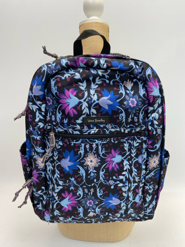 Vera Bradley Black/Blue Purple Flowers Backpack