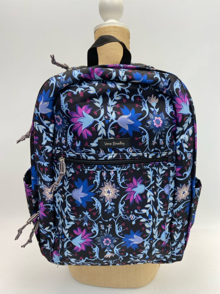 Vera Bradley Black/Blue Purple Flowers Backpack