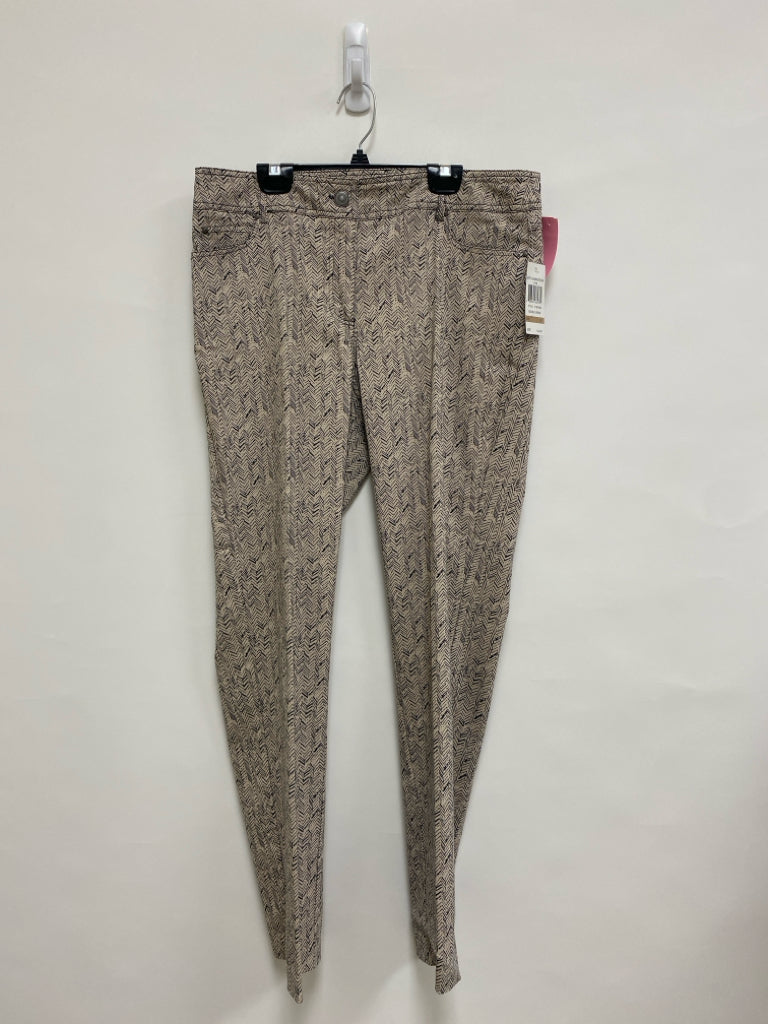NWT 89th+MADISON Size 12 Beige Black Herringbone Ladies Pants