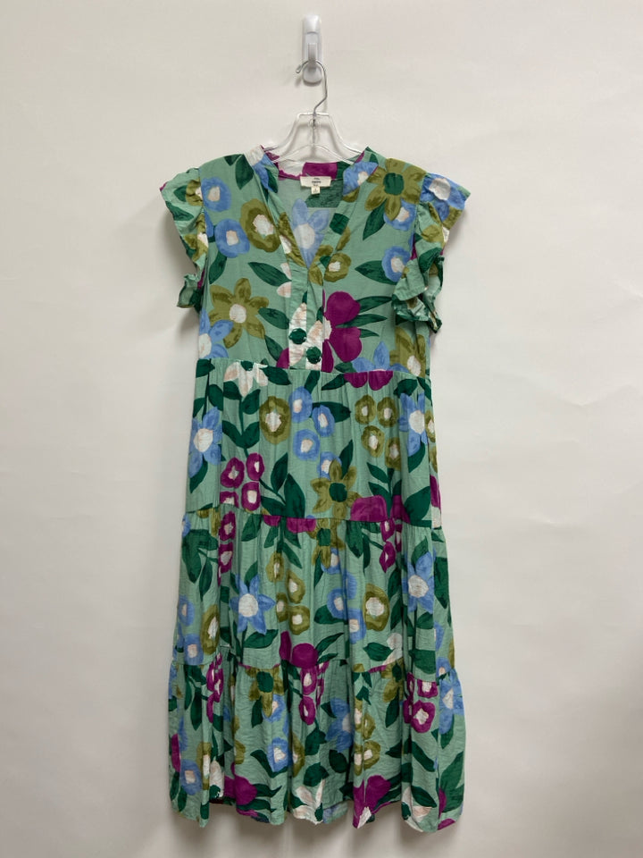 entro Size S Green Purple/Blue Flowers Ladies Dress