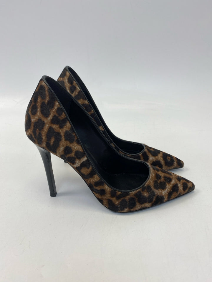 Michael Kors  Size 5.5 Brown Black Animal Print Fur Heels