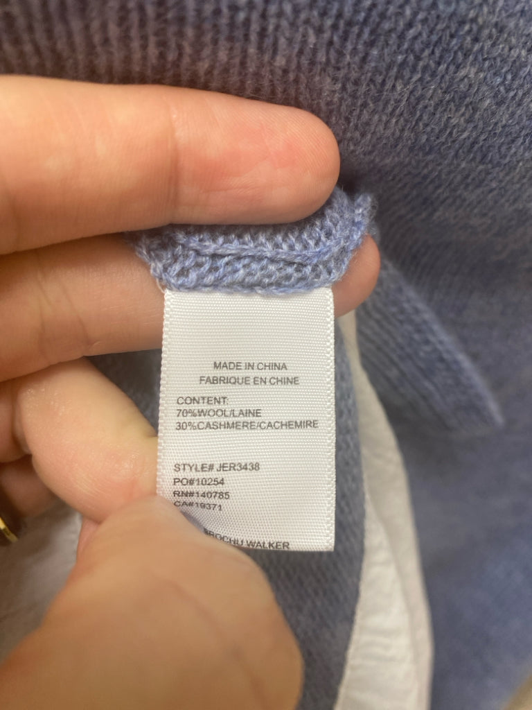 NWT BROCHU WALKER Size XS Blue White Turtleneck Wool Blend Ladies Sweater