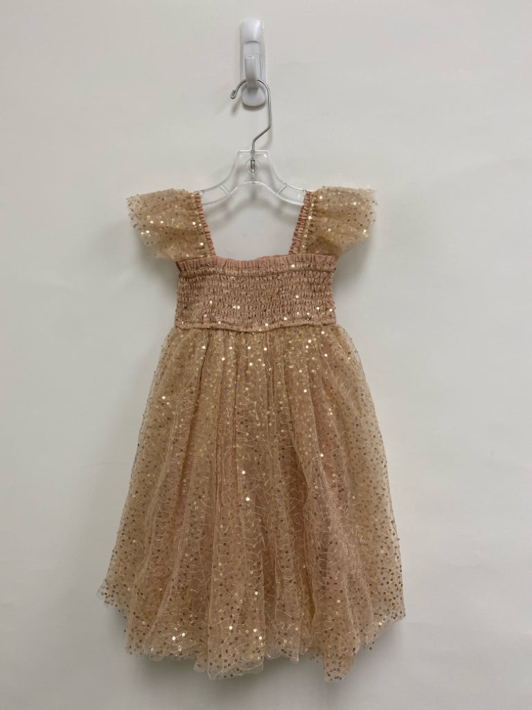 SIZE 4T Dusty Pink Gold Sequined Sleeveless Tulle Girl&