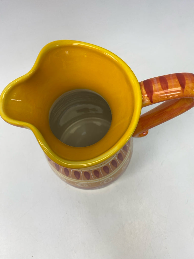 Orange/White Red/Yellow Southwestern Ceramic Pitcher