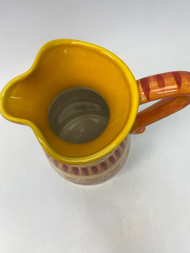 Orange/White Red/Yellow Southwestern Ceramic Pitcher
