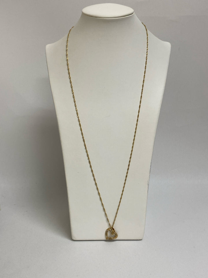 Gold Color Clear Hearts Necklace