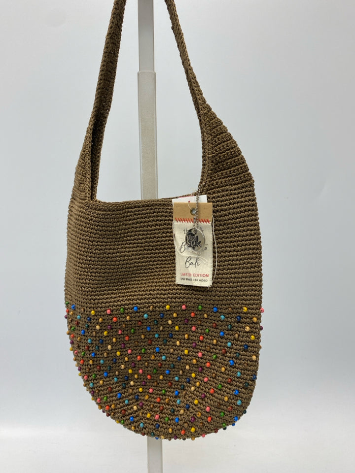 NWT Sak Brown Multi-Color Beaded Crochet Handbag