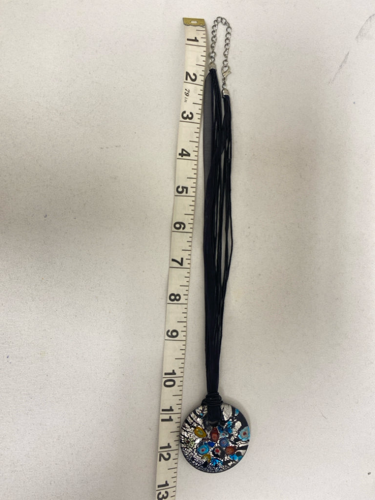 Black/Silver Multi Color Flowers Necklace