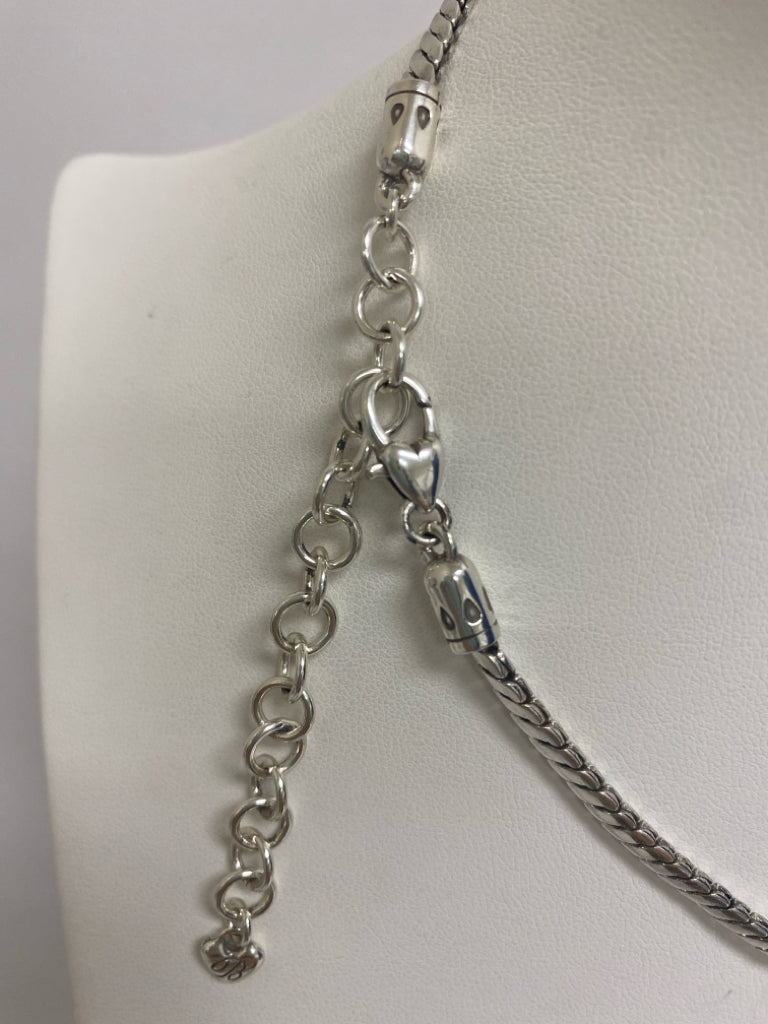 Brighton Silver Color Amber Jeweled Necklace