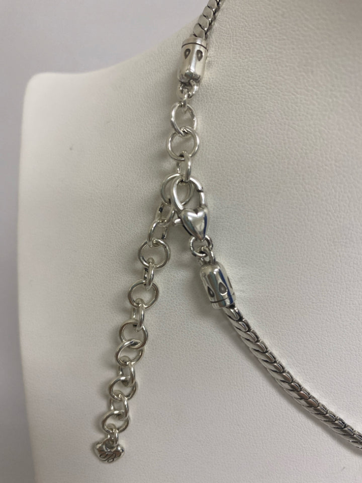 Brighton Silver Color Amber Jeweled Necklace