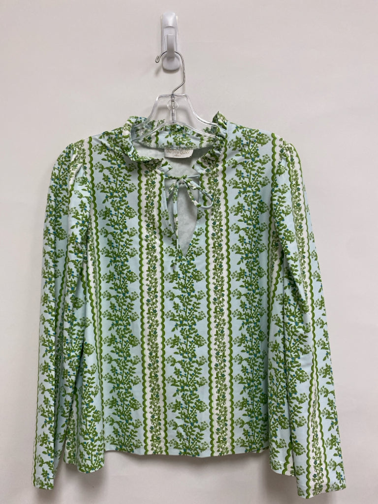 Size S White Green/Blue Floral Ladies Top