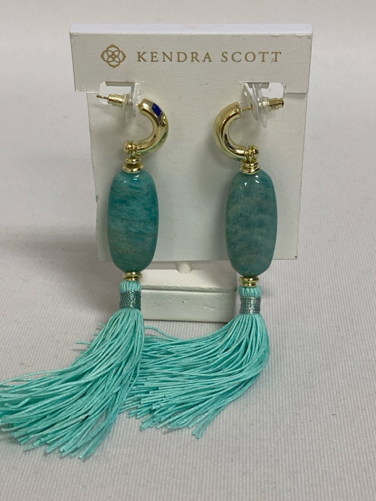NEW/PKG Kendra Scott Turquoise Gold Color Stones Earrings