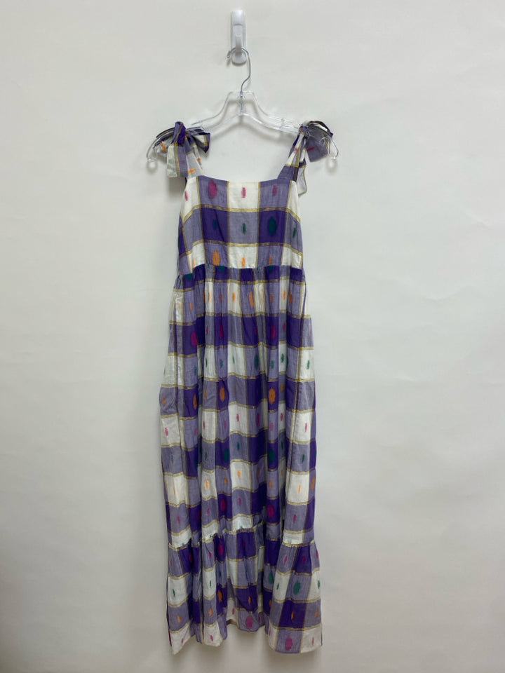 Marie Oliver Size S Purple/White Gold/Multi Squares Maxi Ladies Dress