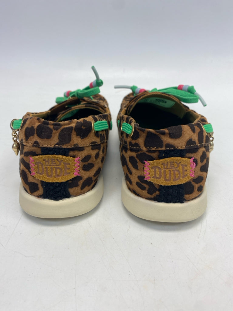 Hey Dude US Size 7 Brown/Black Green Animal Print Sneakers