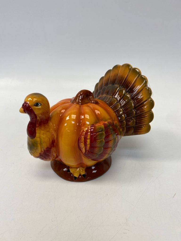 Orange Brown/Multi Pumpkin Ceramic Thanksgiving