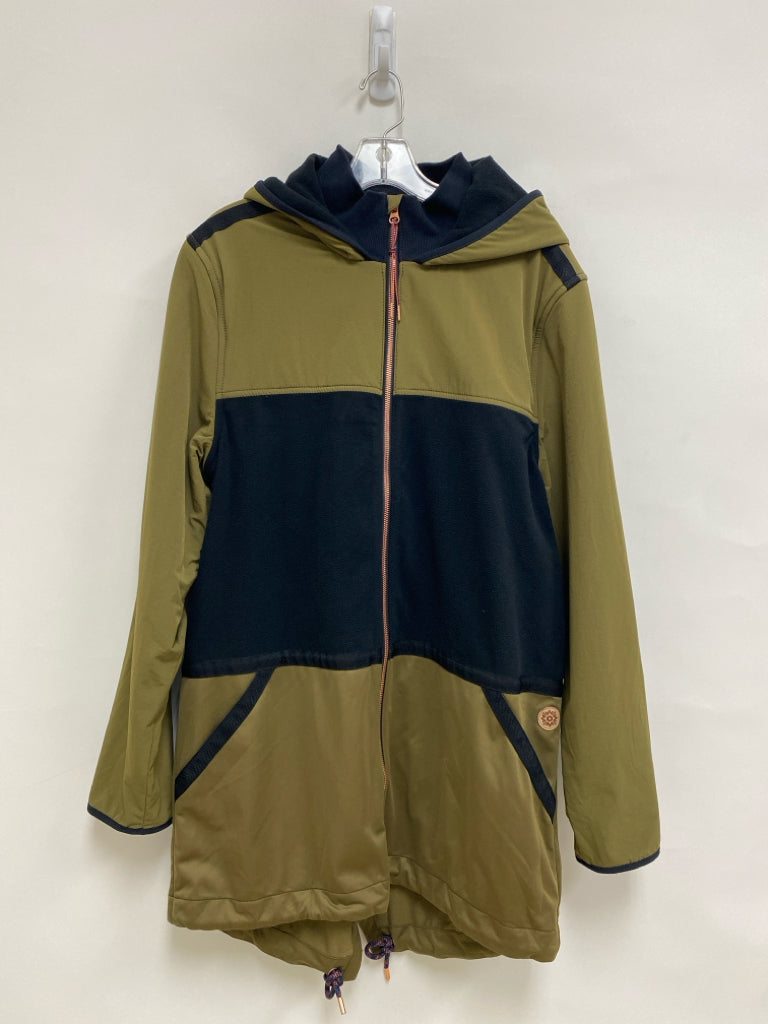 Size M Olive Green Black Hooded Zip Down Men&