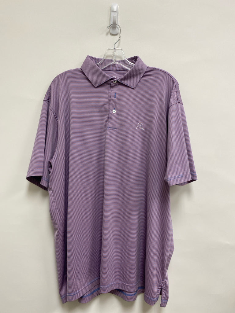 RHOBACK Size XL Pink Periwinkle Striped Polo Men&