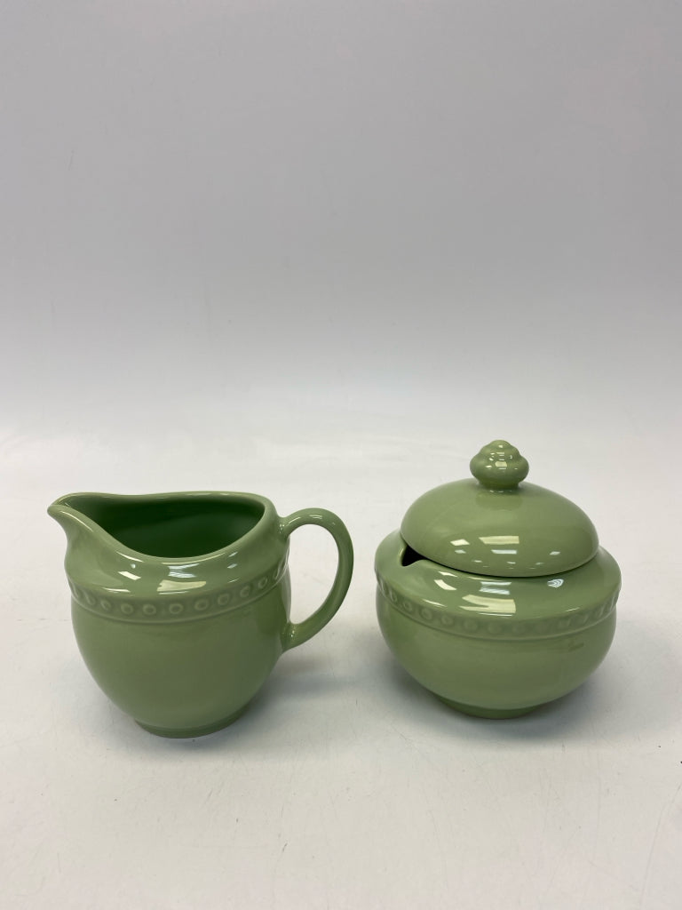 Gail Pittman Sage Beaded Trimmed Sugar/Creamer