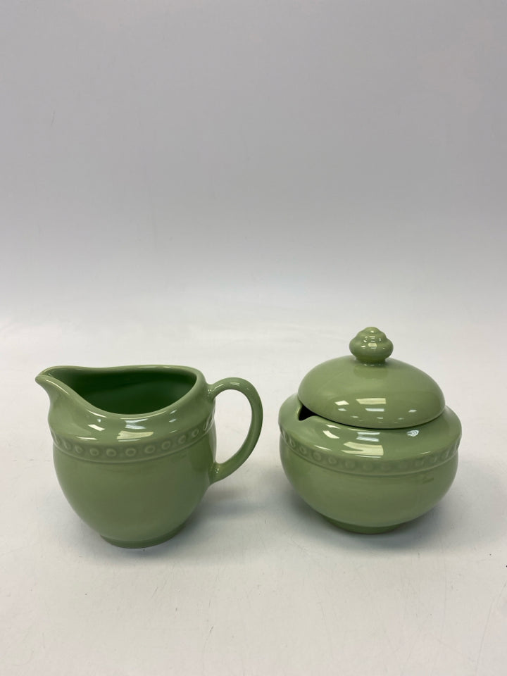 Gail Pittman Sage Beaded Trimmed Sugar/Creamer