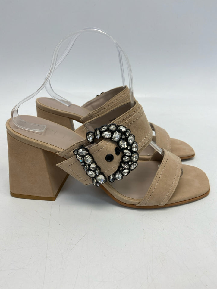 Karl Lagerfeld  Size 10 Tan White Rhinestone(s) Sandals