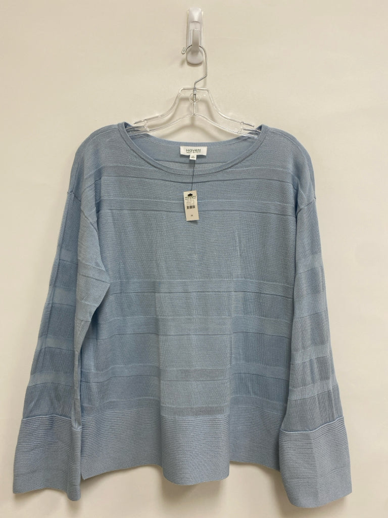 NWT HAVEN Size M Powder Blue Texture Long Sleeve Ladies Sweater