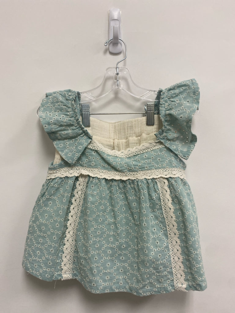 Bonnie Jean SIZE 8 Blue Cream Flowers Embroidered Girl&