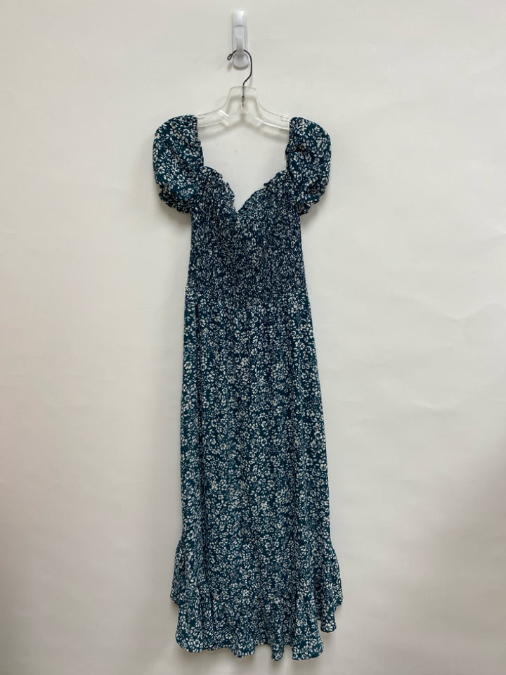 franki SIZE 14 Dark Turquoise White Smocking Maxi Girl&
